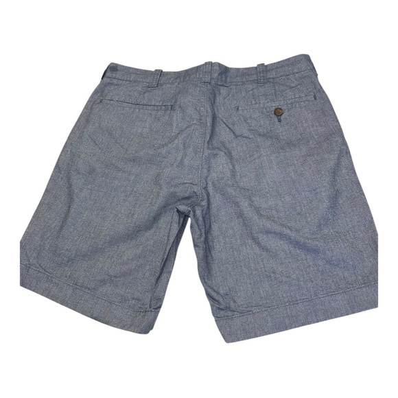 J.Crew Men's Gramercy Shorts Flat Front Blue Chambray Cotton Size 32W - Picture 2 of 7
